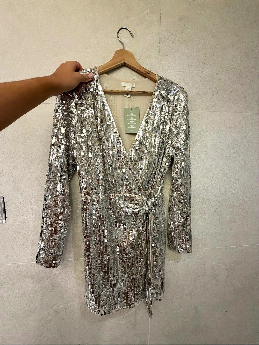 H&M Sequin Mini Dress in Silver & Gold Size Medium NWT